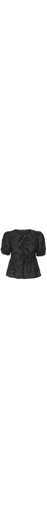 Blusa Feminina Com Amarrações Frontais - Preto