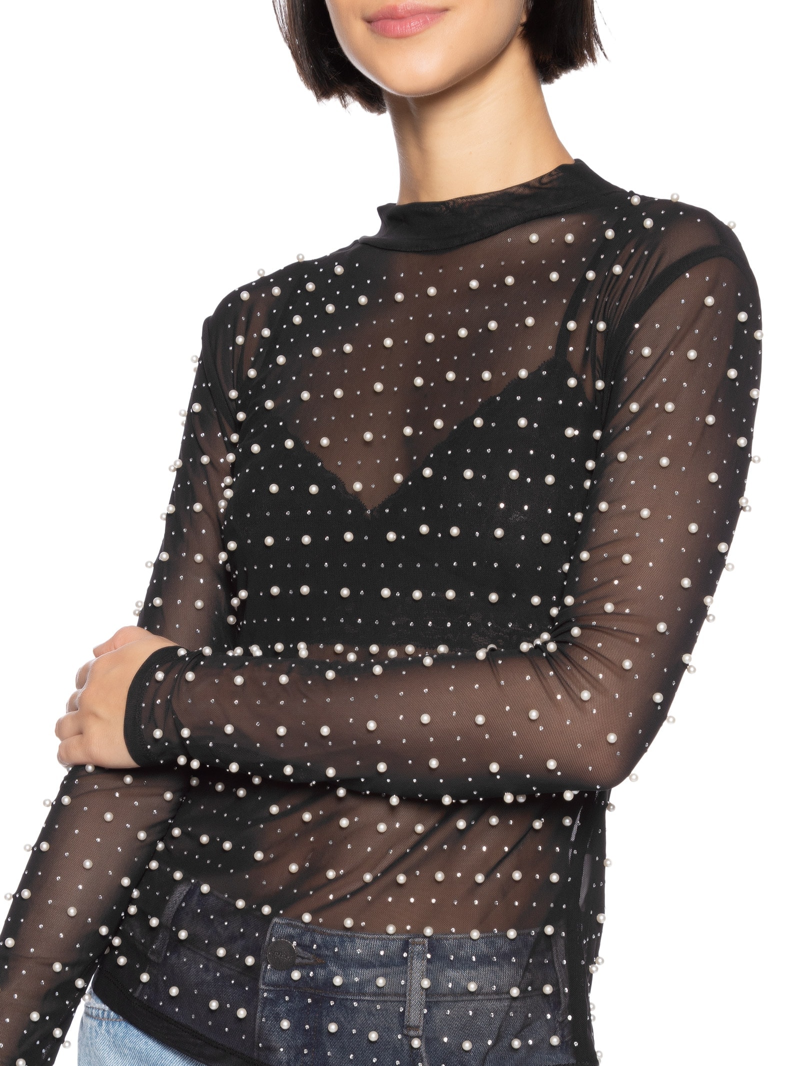 Blusa Feminina com Aplicações Preto Colcci