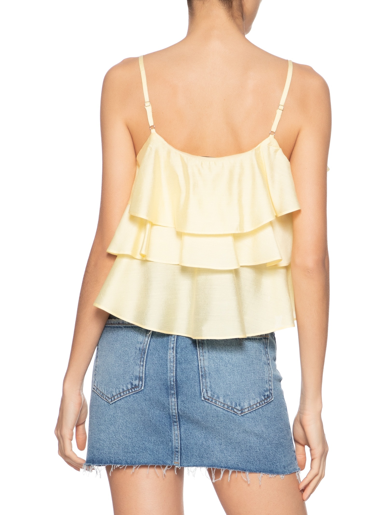 Blusa Feminina Com Babados Amarelo Market 33