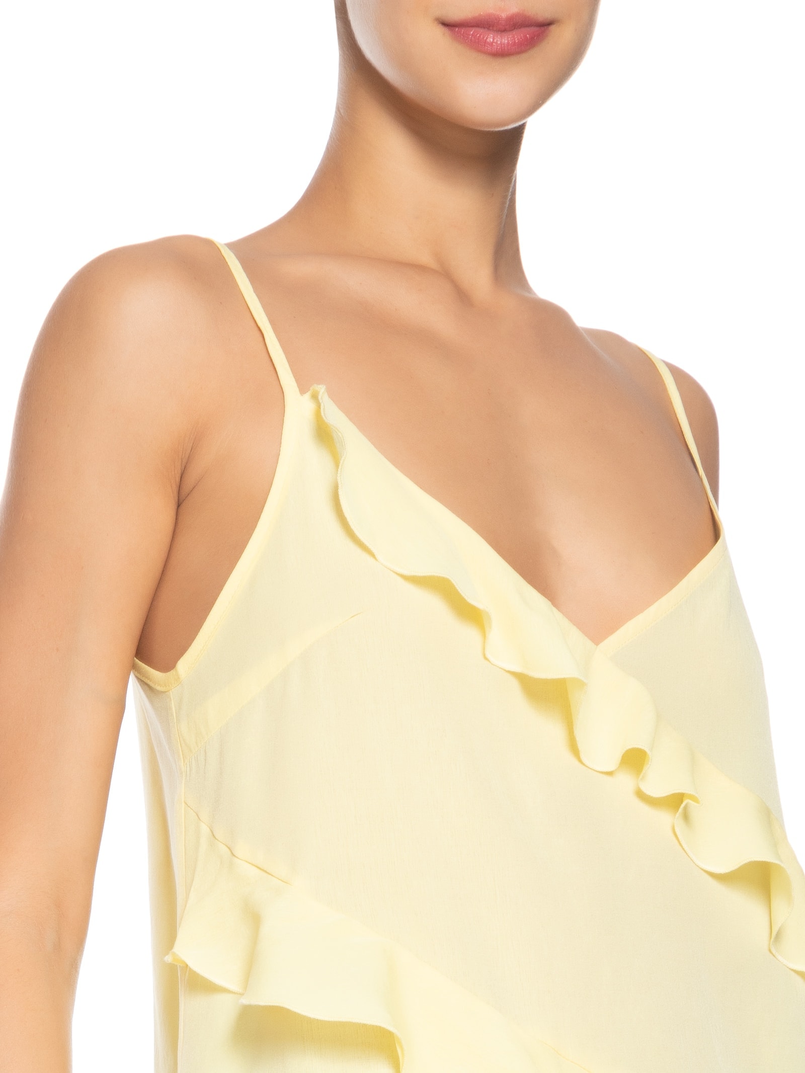 Blusa Feminina Com Babados  Amarelo  Market 33