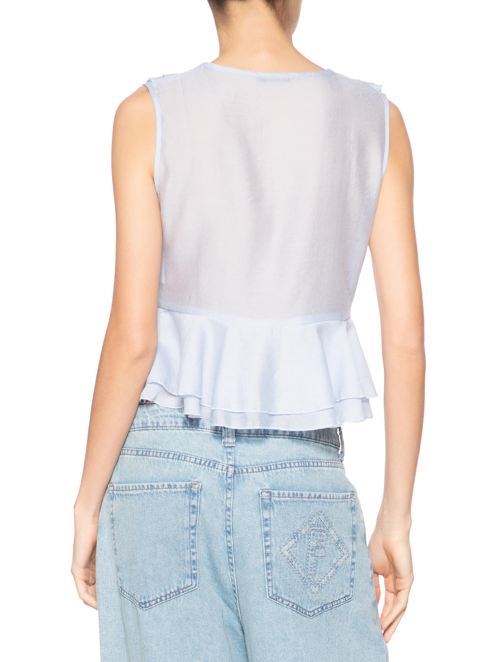 Blusa Feminina Com Babados Azul Market 33