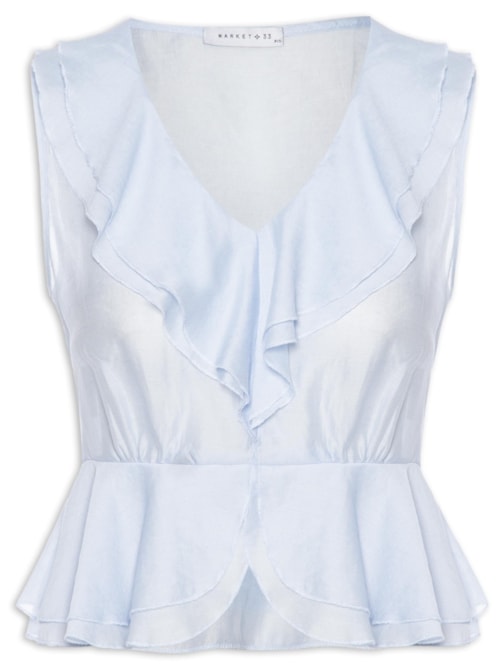 Blusa Feminina Com Babados – Azul