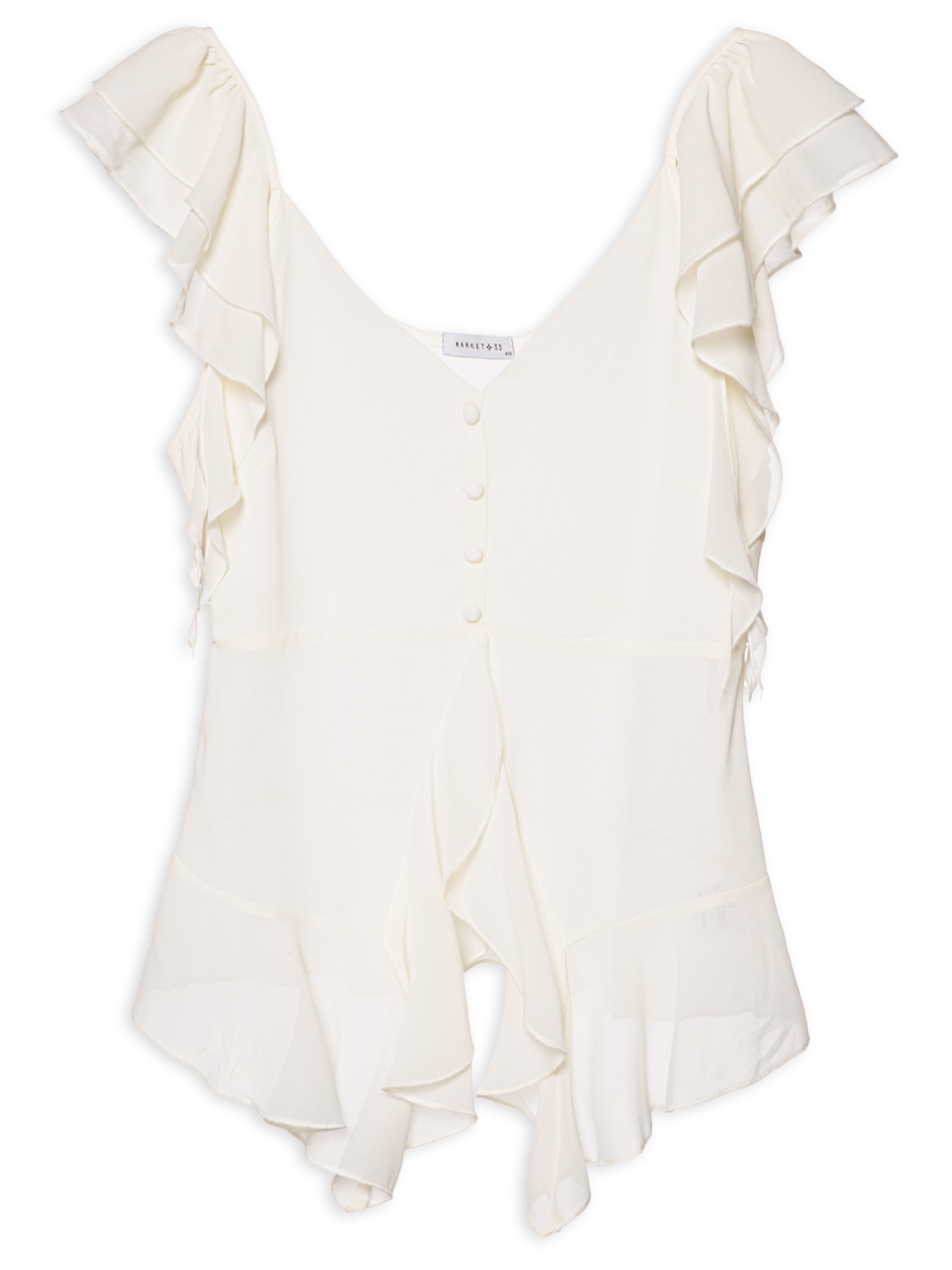 Blusa Feminina Com Babados Branco Market 33