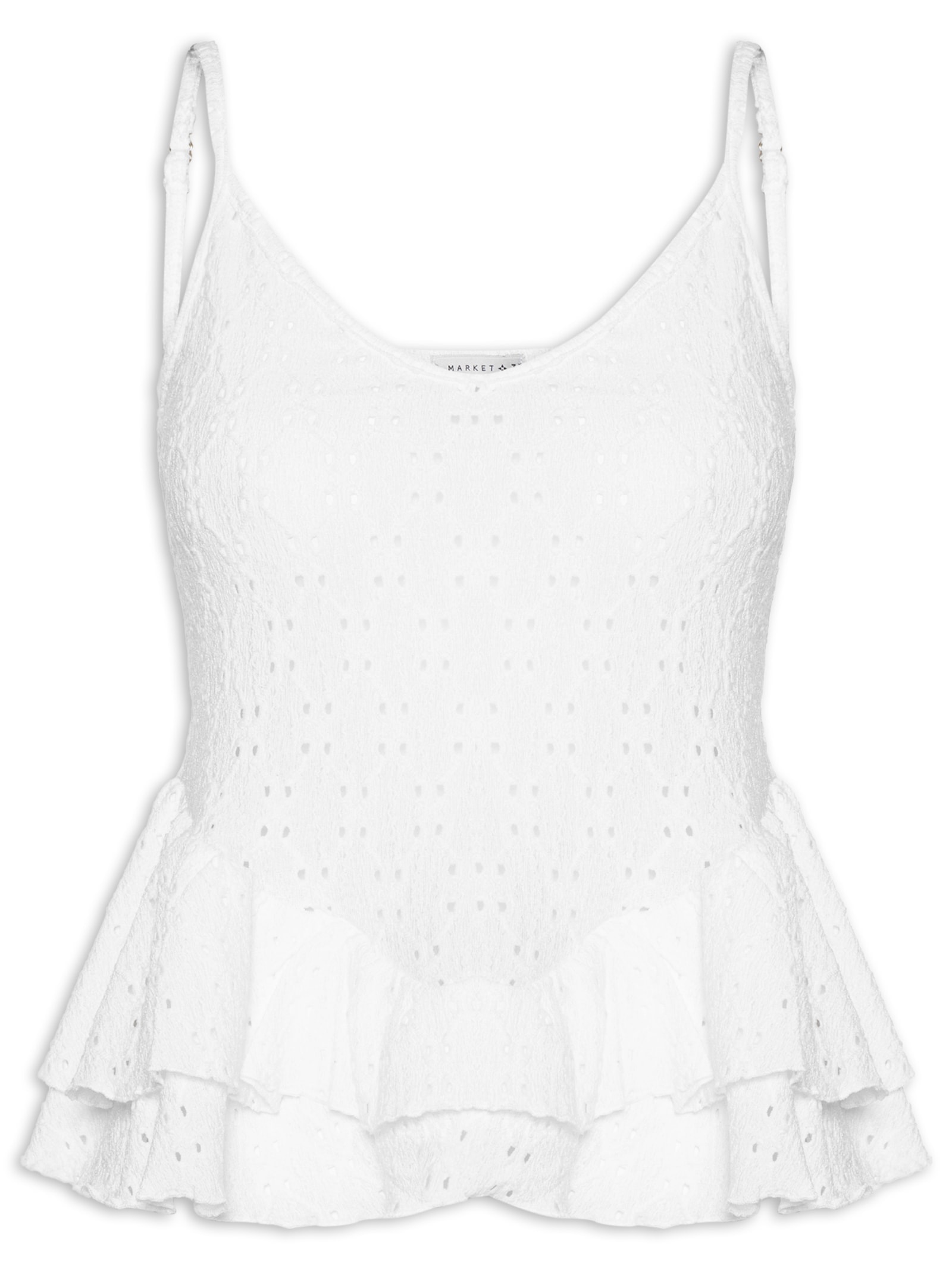 Blusa Feminina com Babados Branco Market 33