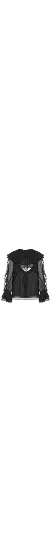 Blusa Feminina Com Babados Em Chiffon - Preto