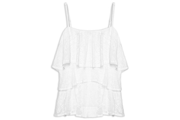 Blusa Feminina Com Babados Em Renda - Branco