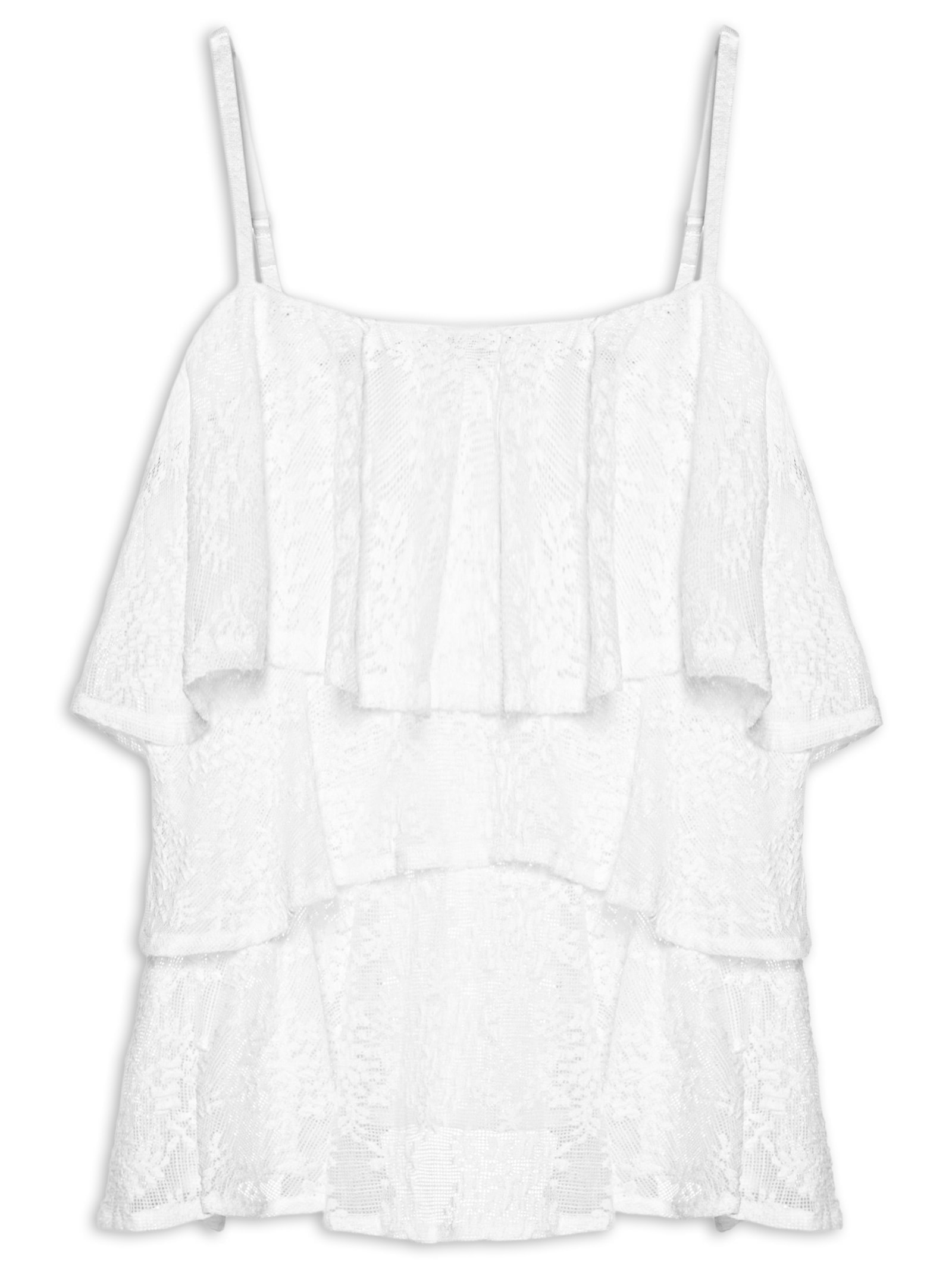 Blusa Feminina Com Babados Em Renda Branco Market 33