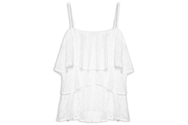 Blusa Feminina Com Babados Em Renda - Branco