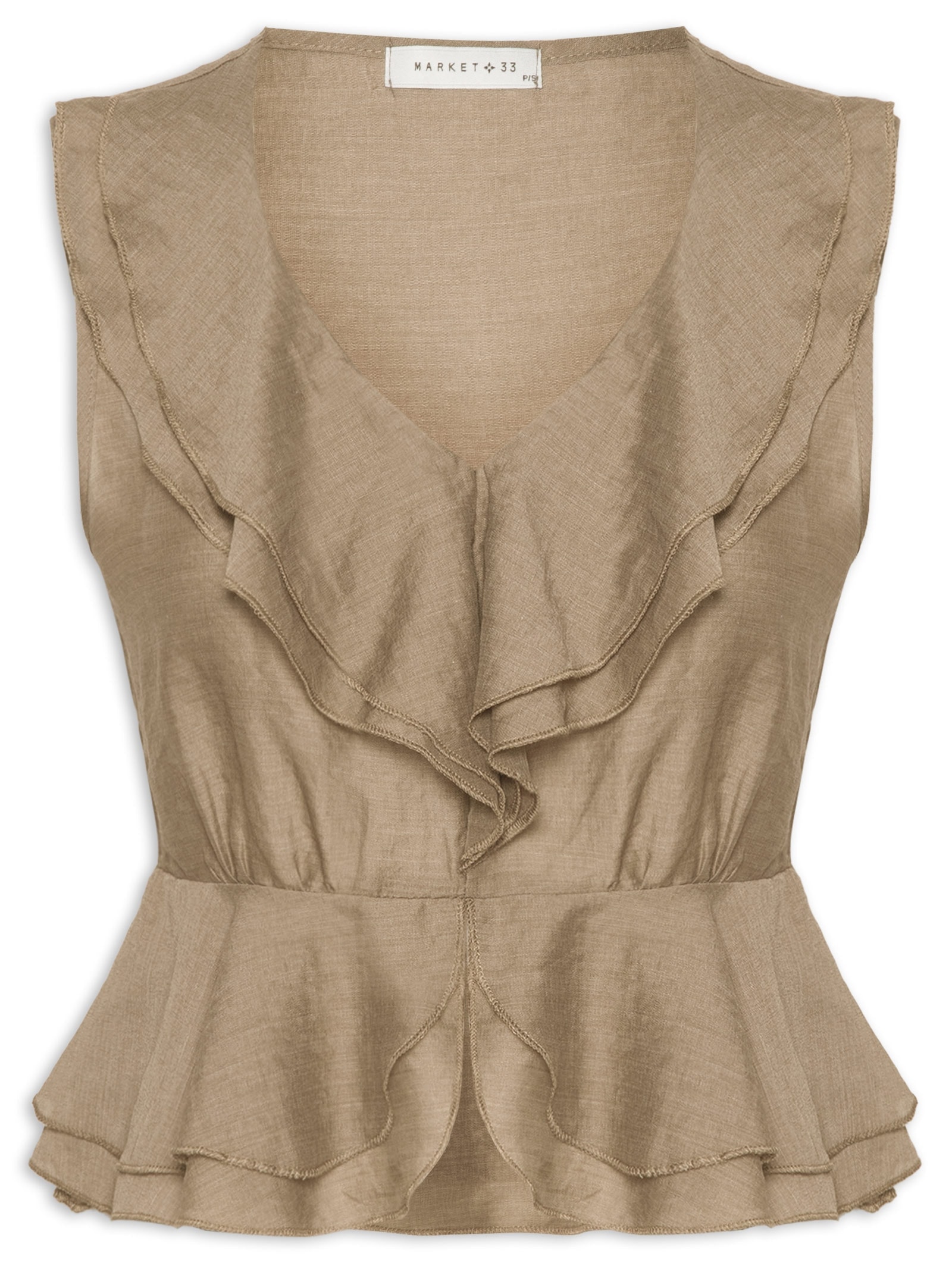 Blusa Feminina Com Babados Marrom Market 33