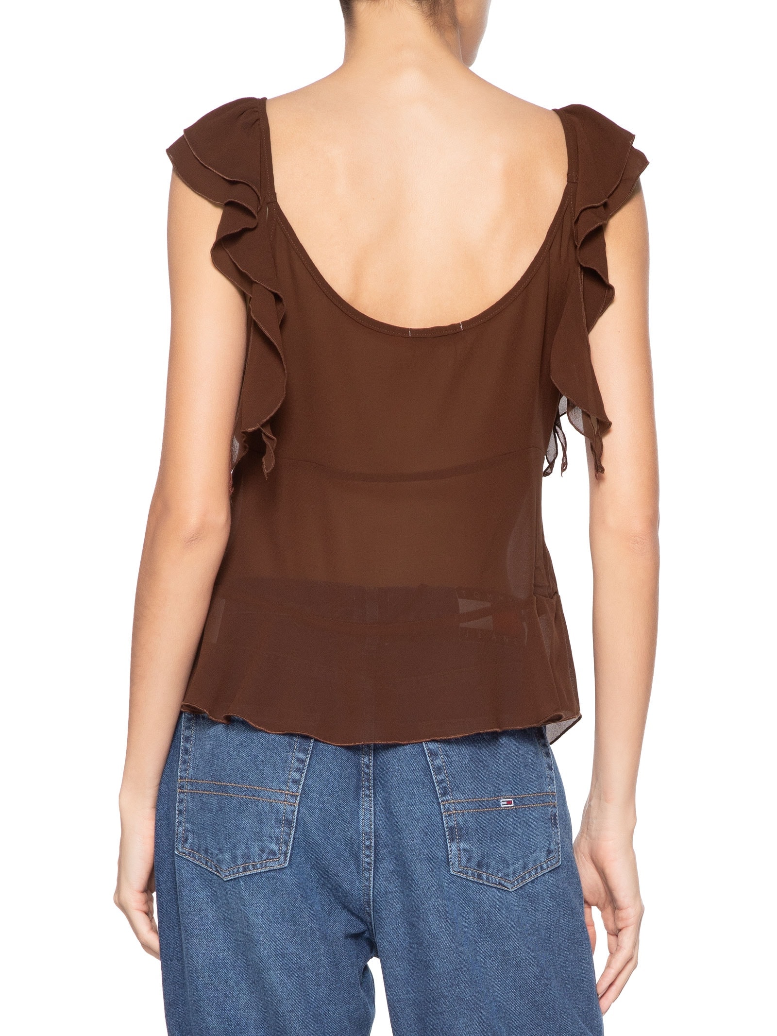 Blusa Feminina Com Babados Marrom Market 33