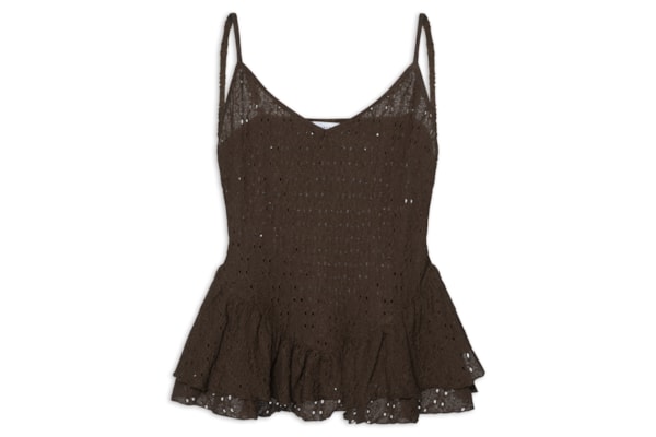 Blusa Feminina com Babados - Marrom
