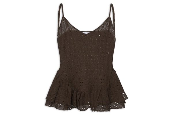 Blusa Feminina com Babados - Marrom
