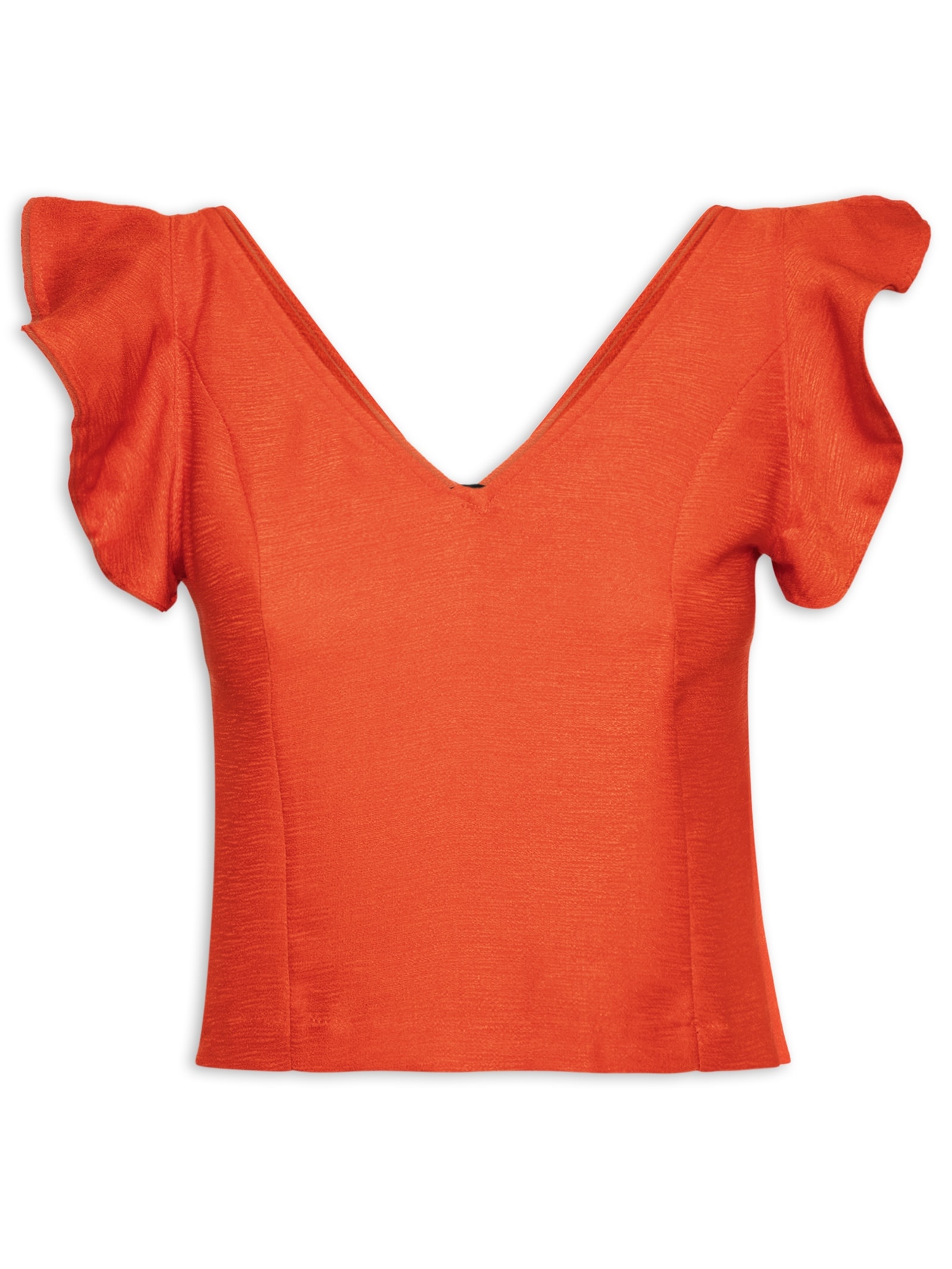 Blusa Feminina Com Babados No Ombro Laranja '2Essential