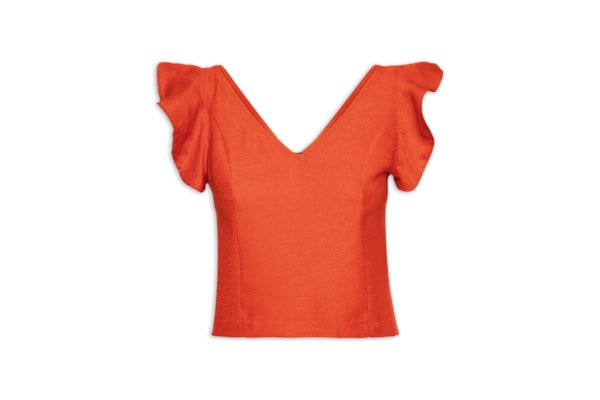 Blusa Feminina Com Babados No Ombro - Laranja