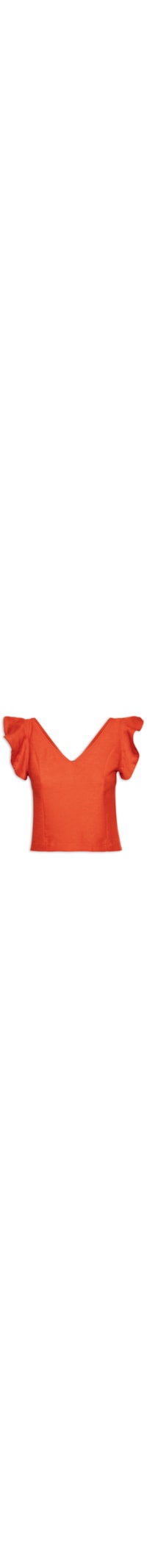 Blusa Feminina Com Babados No Ombro - Laranja