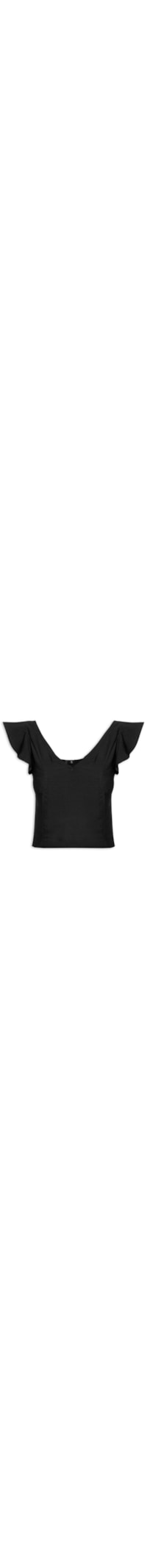 Blusa Feminina Com Babados No Ombro - Preto