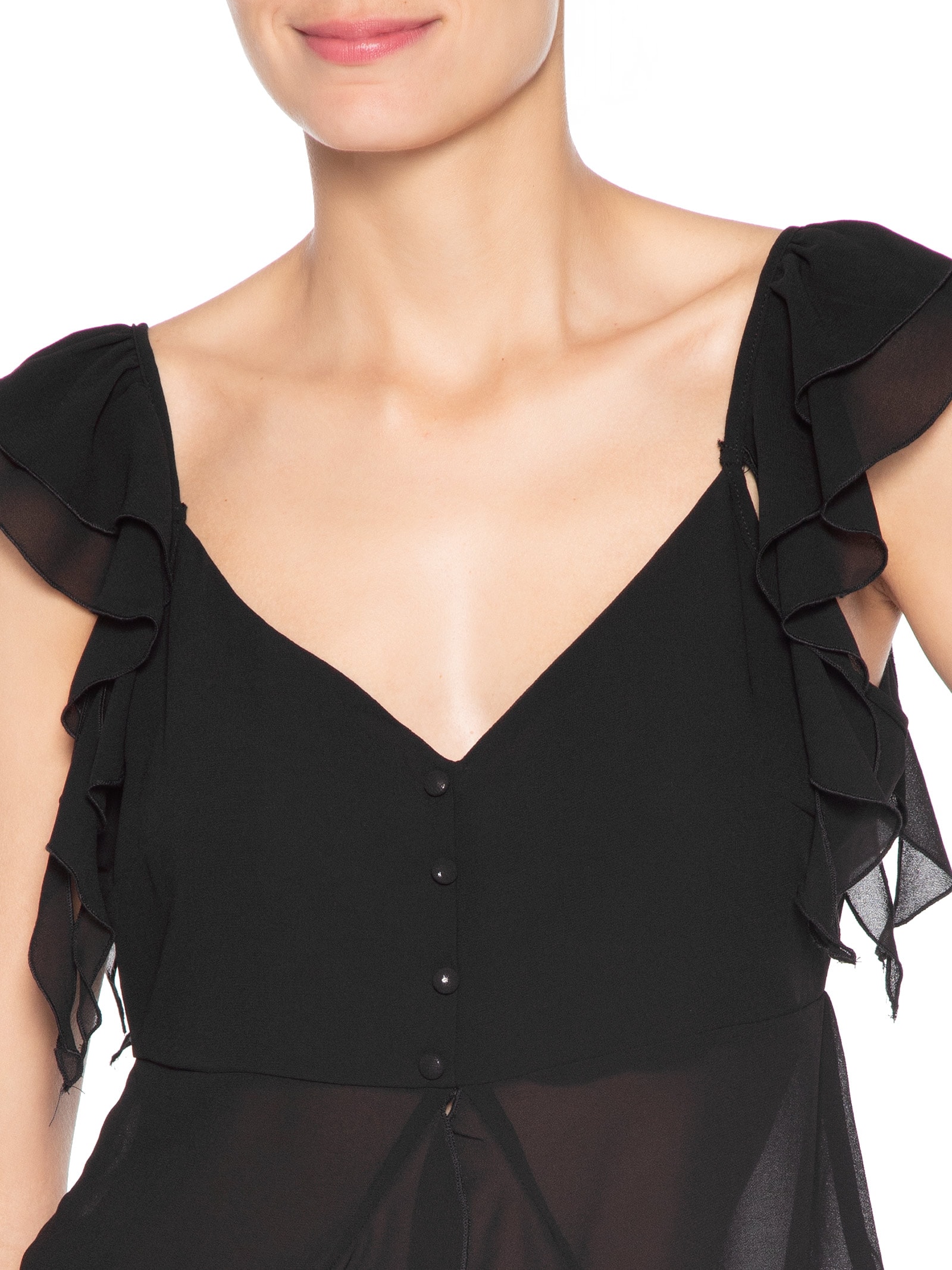Blusa Feminina Com Babados Preto Market 33