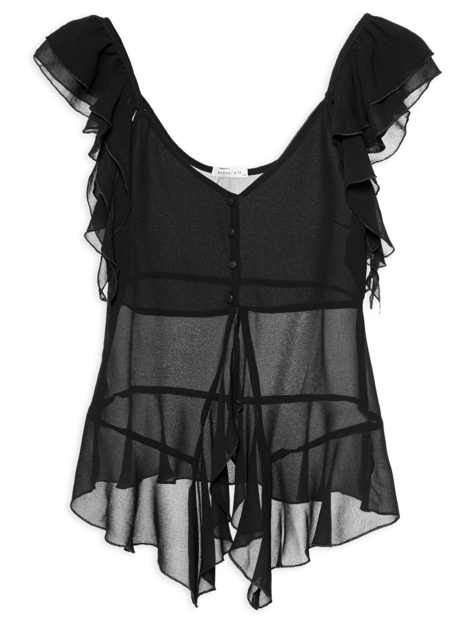 Blusa Feminina Com Babados Preto Market 33