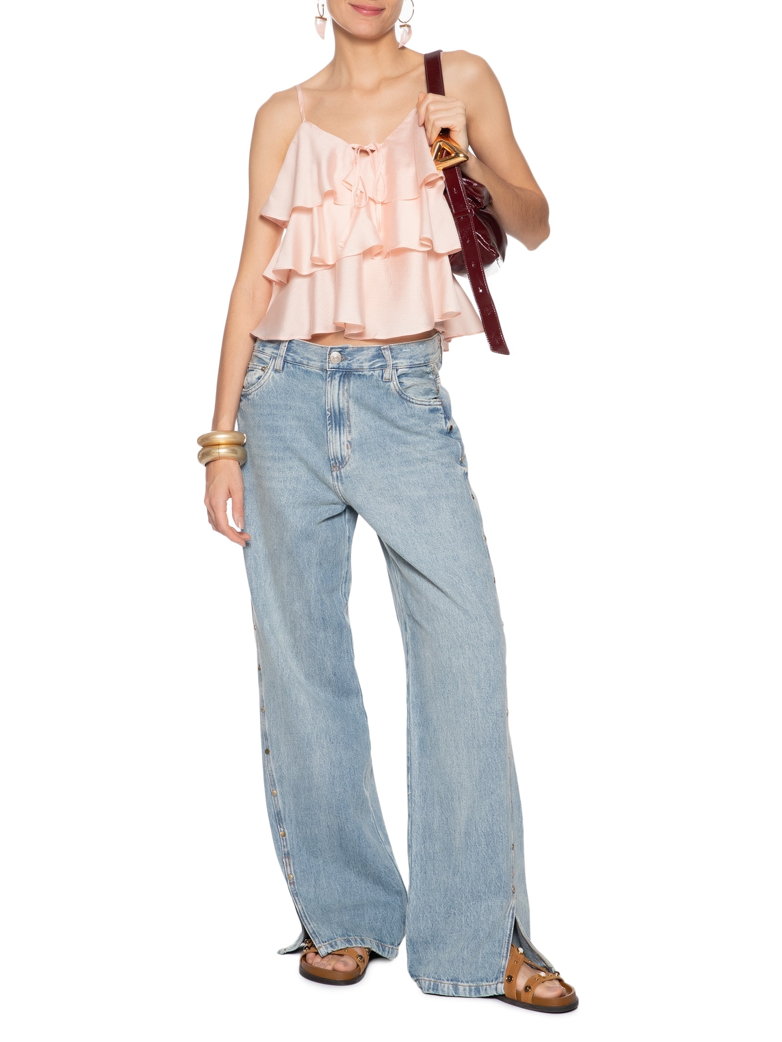 Blusa Feminina Com Babados Rosa Market 33