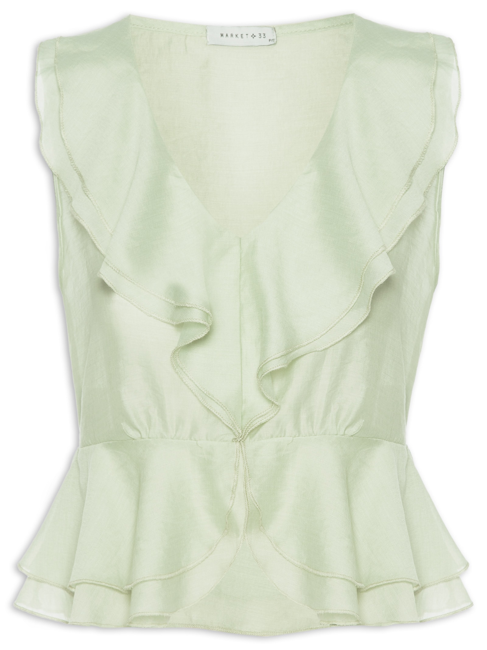 Blusa Feminina Com Babados Verde Market 33