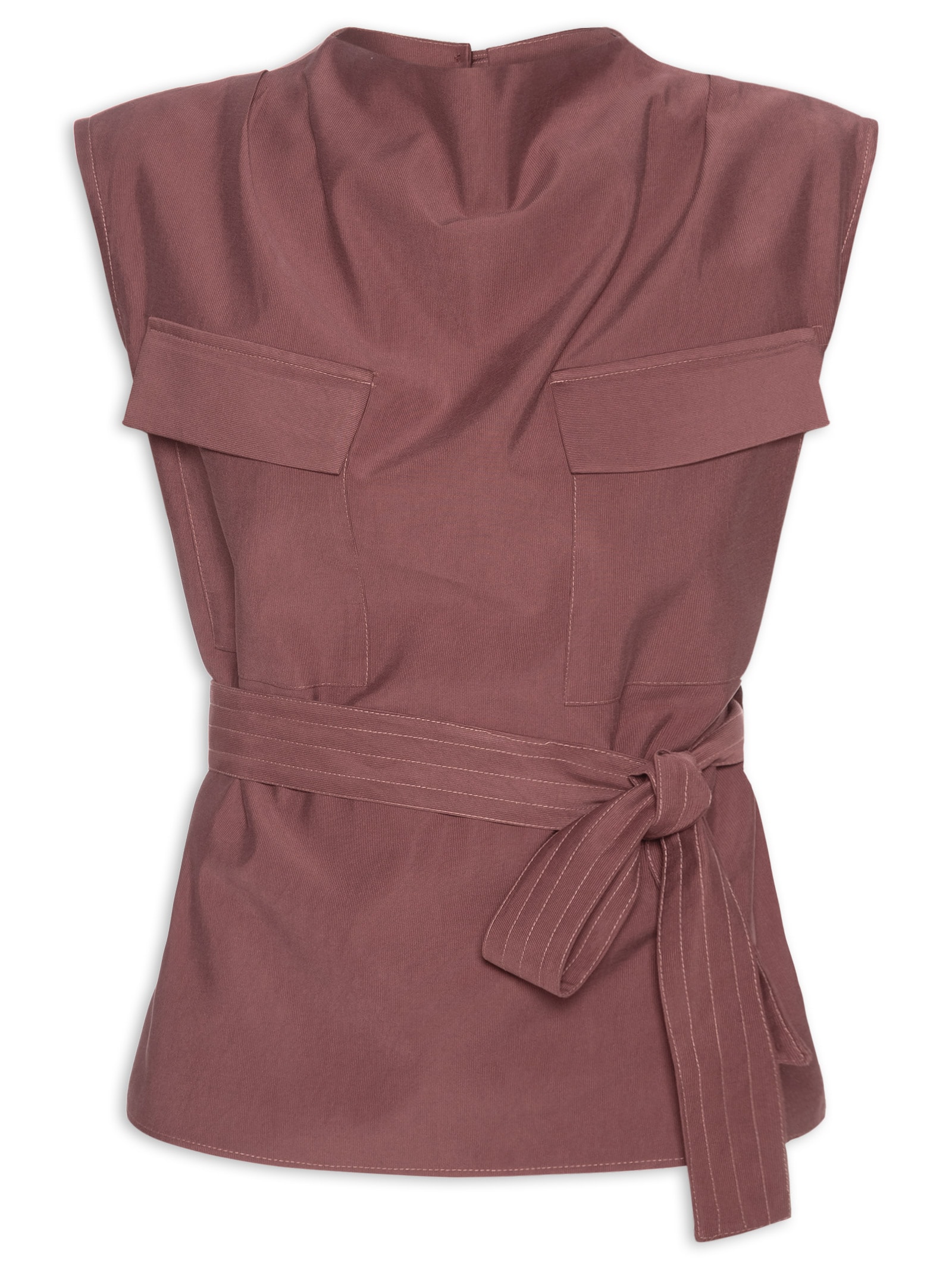 Blusa Feminina Com Bolsos Frontais E Cinto Para Amarração Vermelho '2Essential