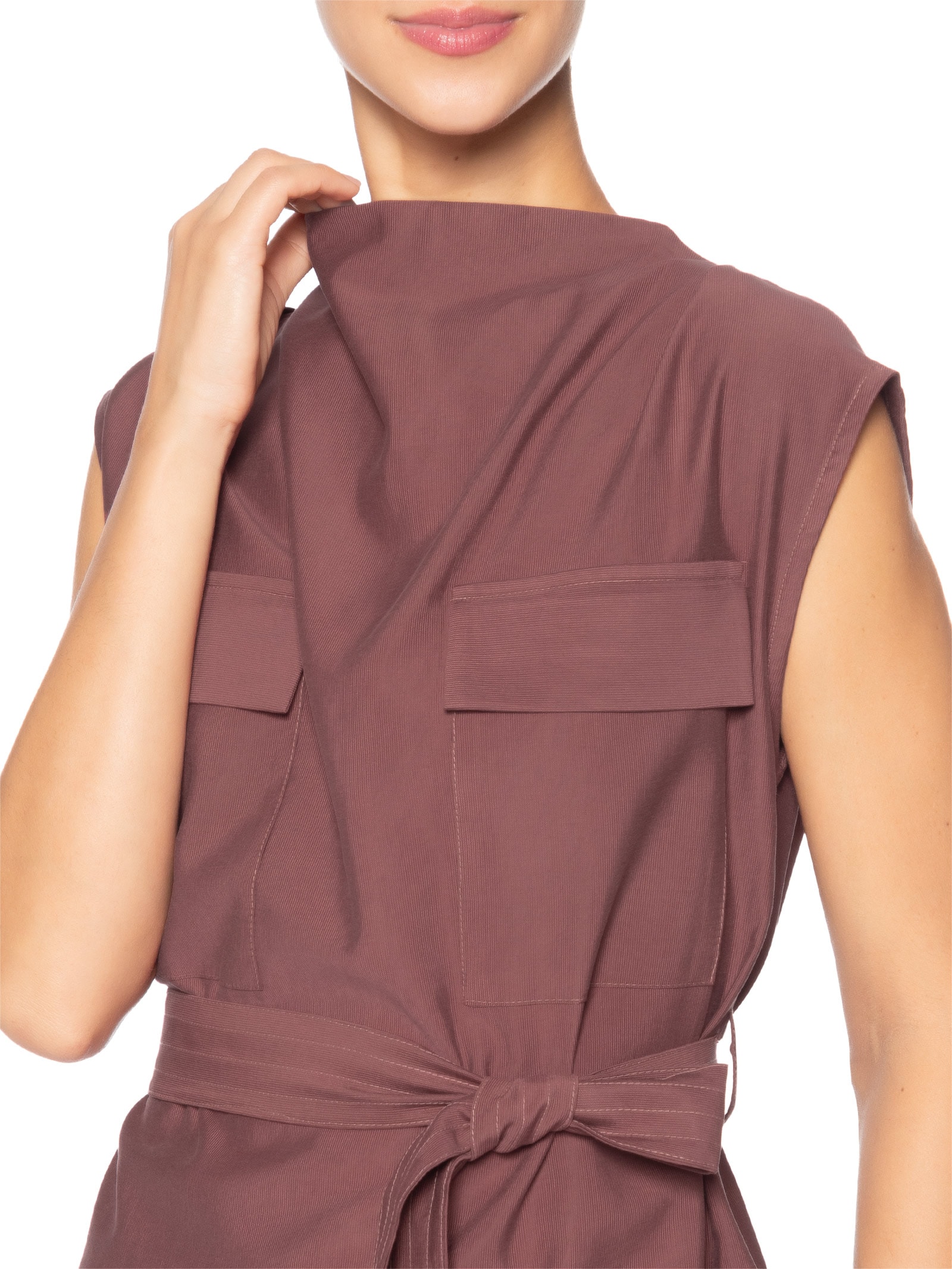 Blusa Feminina Com Bolsos Frontais E Cinto Para Amarração Vermelho '2Essential