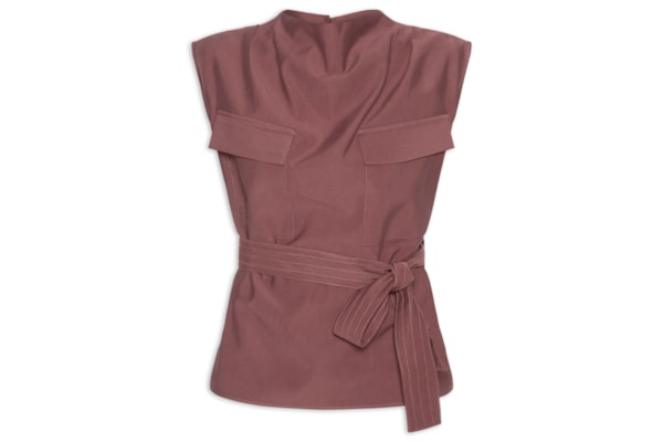 Blusa Feminina Com Bolsos Frontais E Cinto Para Amarração - Vermelho