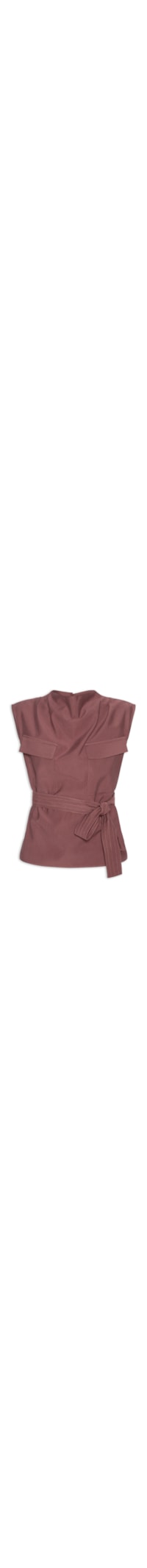 Blusa Feminina Com Bolsos Frontais E Cinto Para Amarração - Vermelho