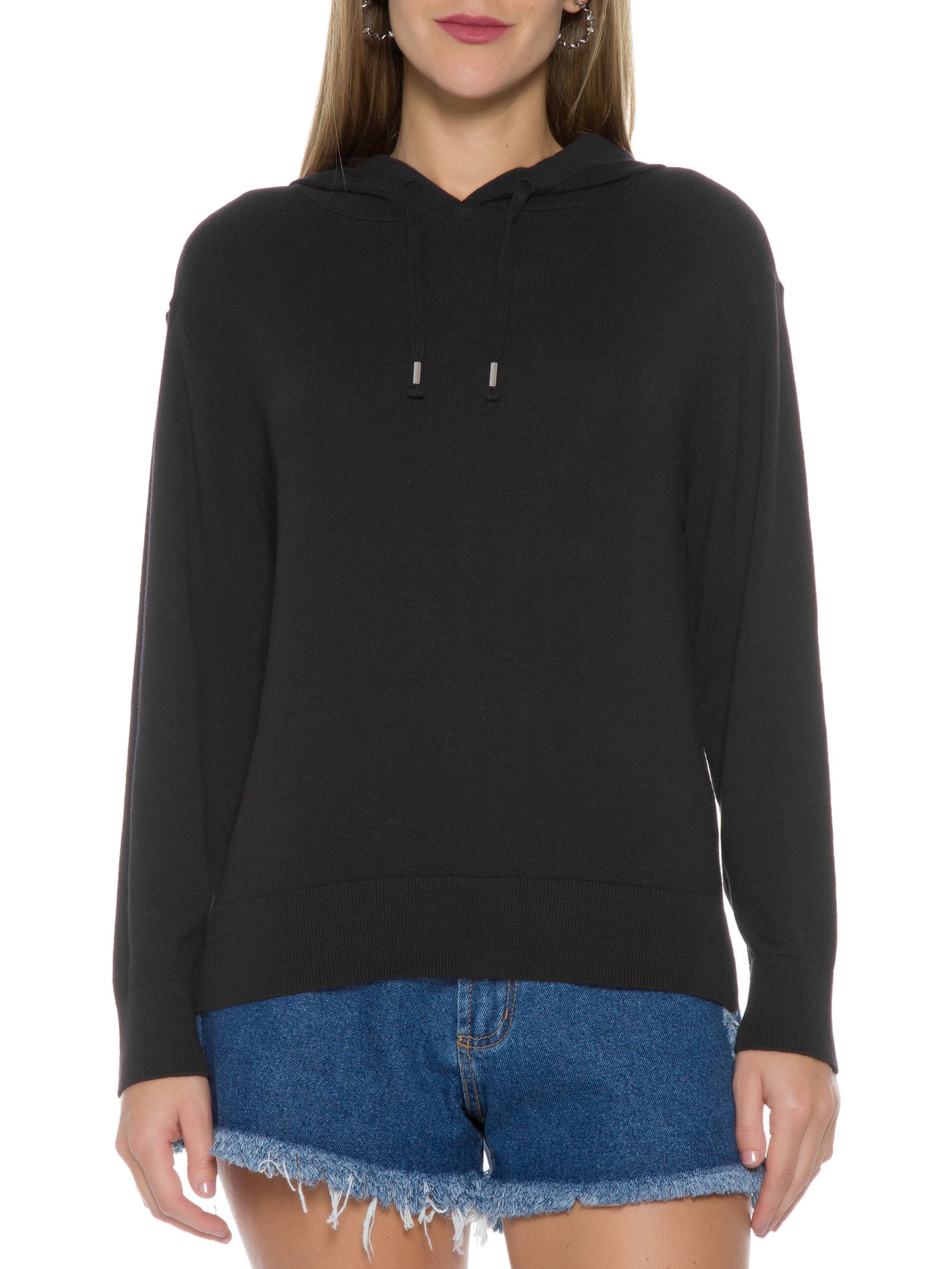 Blusa Feminina Com Capuz Preto Hering