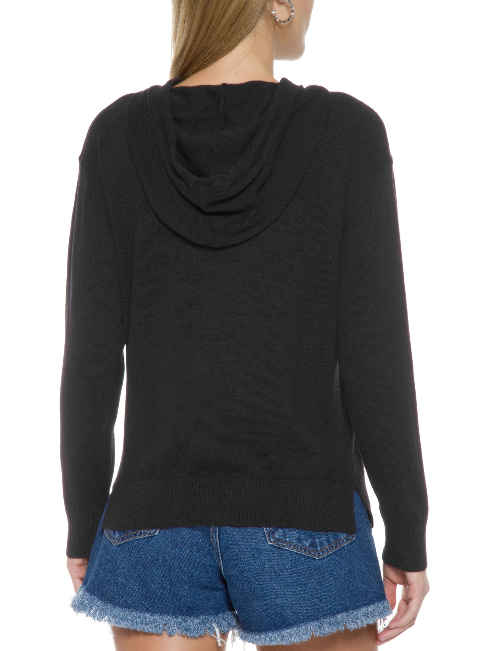Blusa Feminina Com Capuz Preto Hering