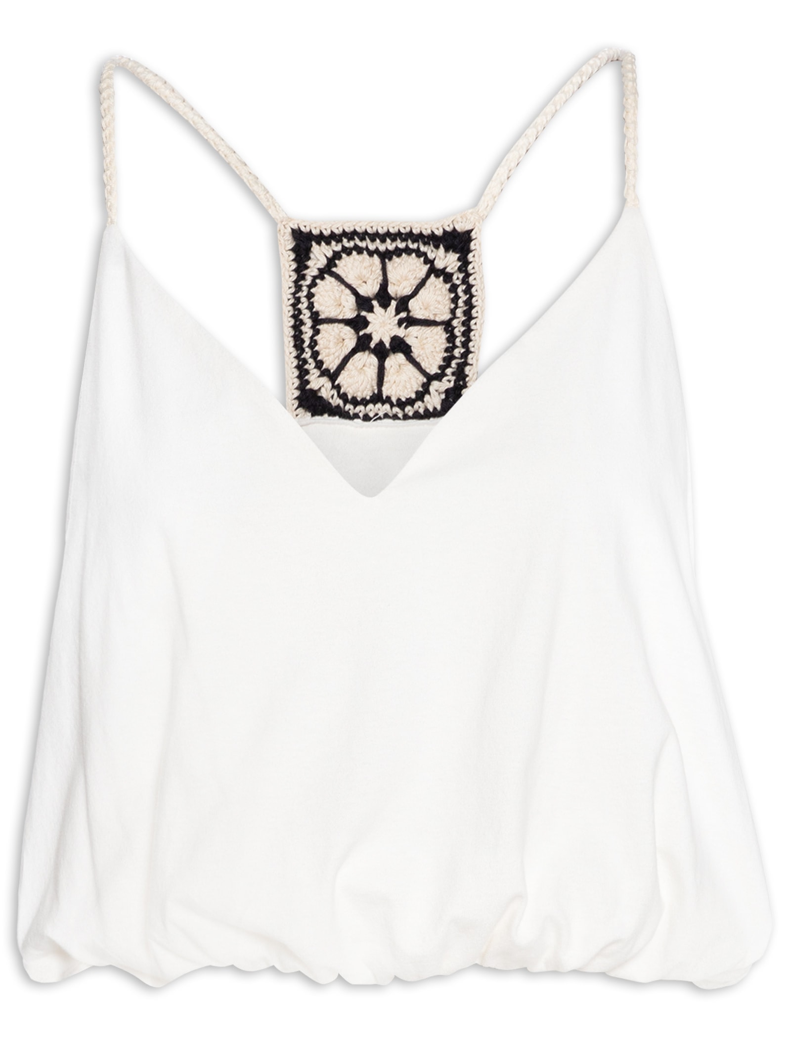 Blusa Feminina Com Crochet Costas E Alça Off White Dress To