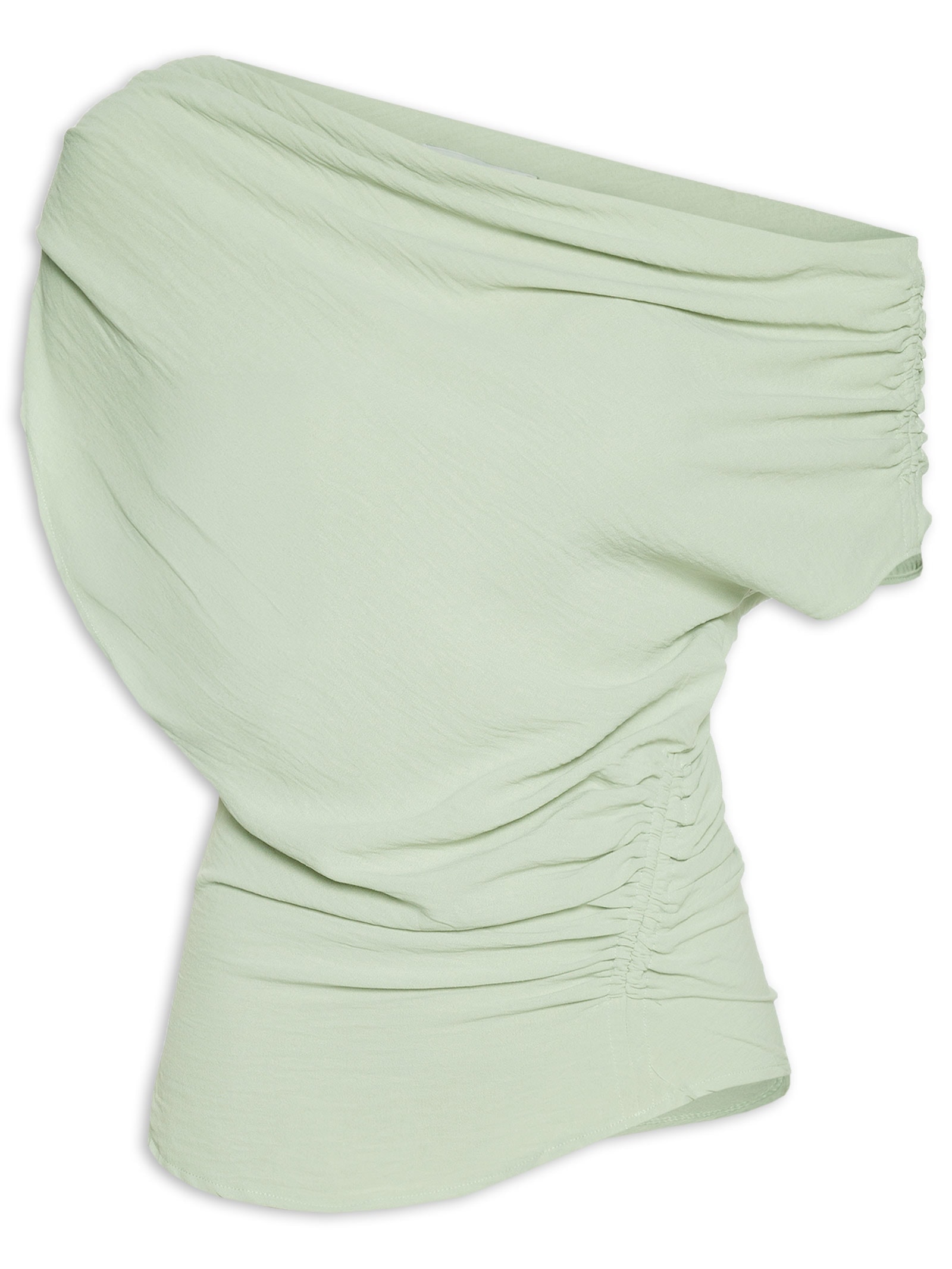 Blusa Feminina Com Decote Assimétrico E Franzidos Laterais Verde '2Essential