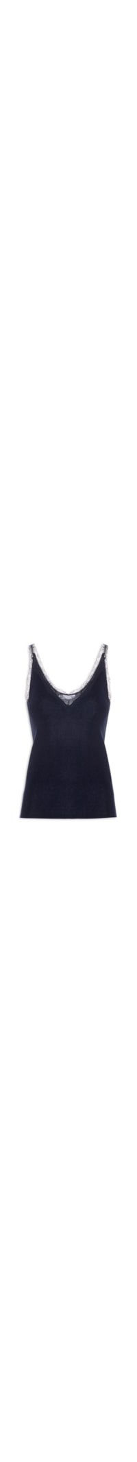Blusa Feminina Com Detalhe Com Renda Em Tricot - Azul