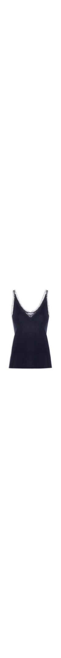 Blusa Feminina Com Detalhe Com Renda Em Tricot - Azul