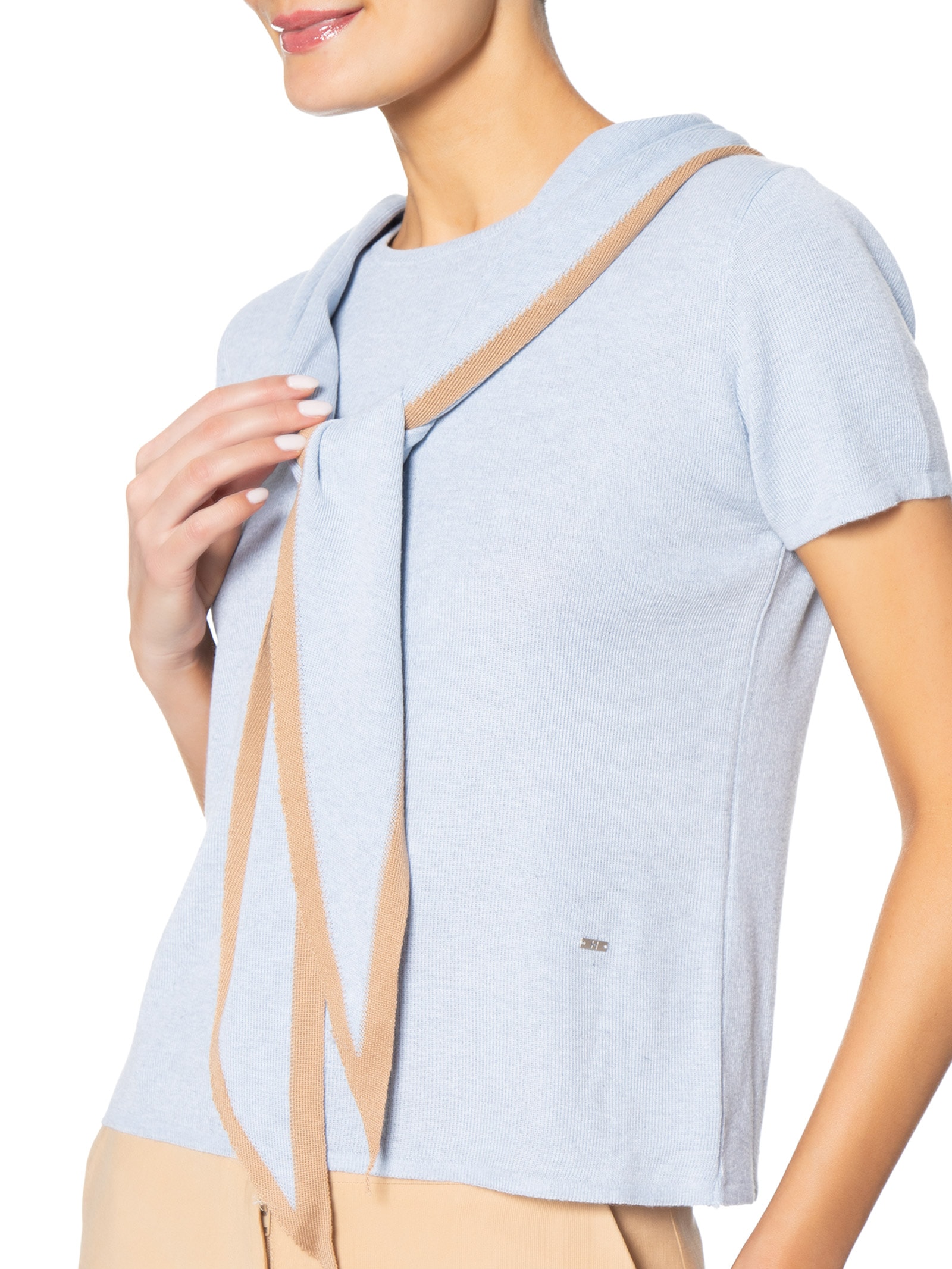 Blusa Feminina Com Detalhe De Amarração Azul '2Essential
