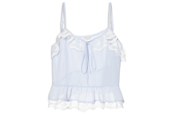 Blusa Feminina com Detalhes em Renda - Azul