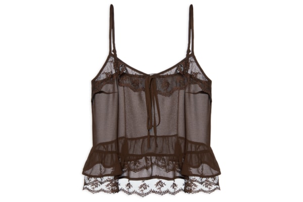Blusa Feminina com Detalhes em Renda - Marrom
