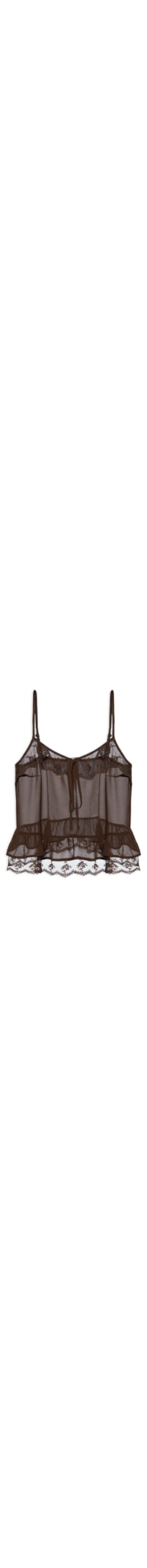 Blusa Feminina com Detalhes em Renda - Marrom