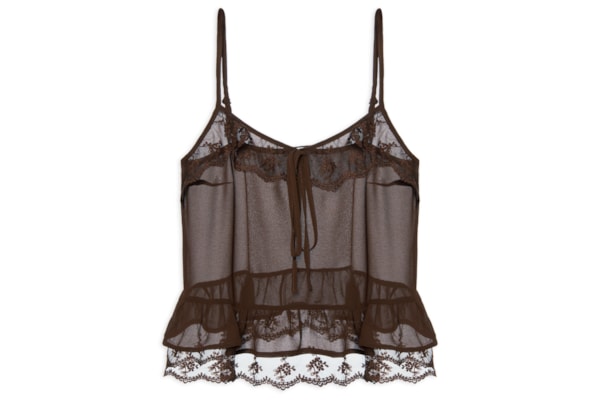 Blusa Feminina com Detalhes em Renda - Marrom