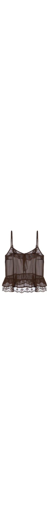 Blusa Feminina com Detalhes em Renda - Marrom