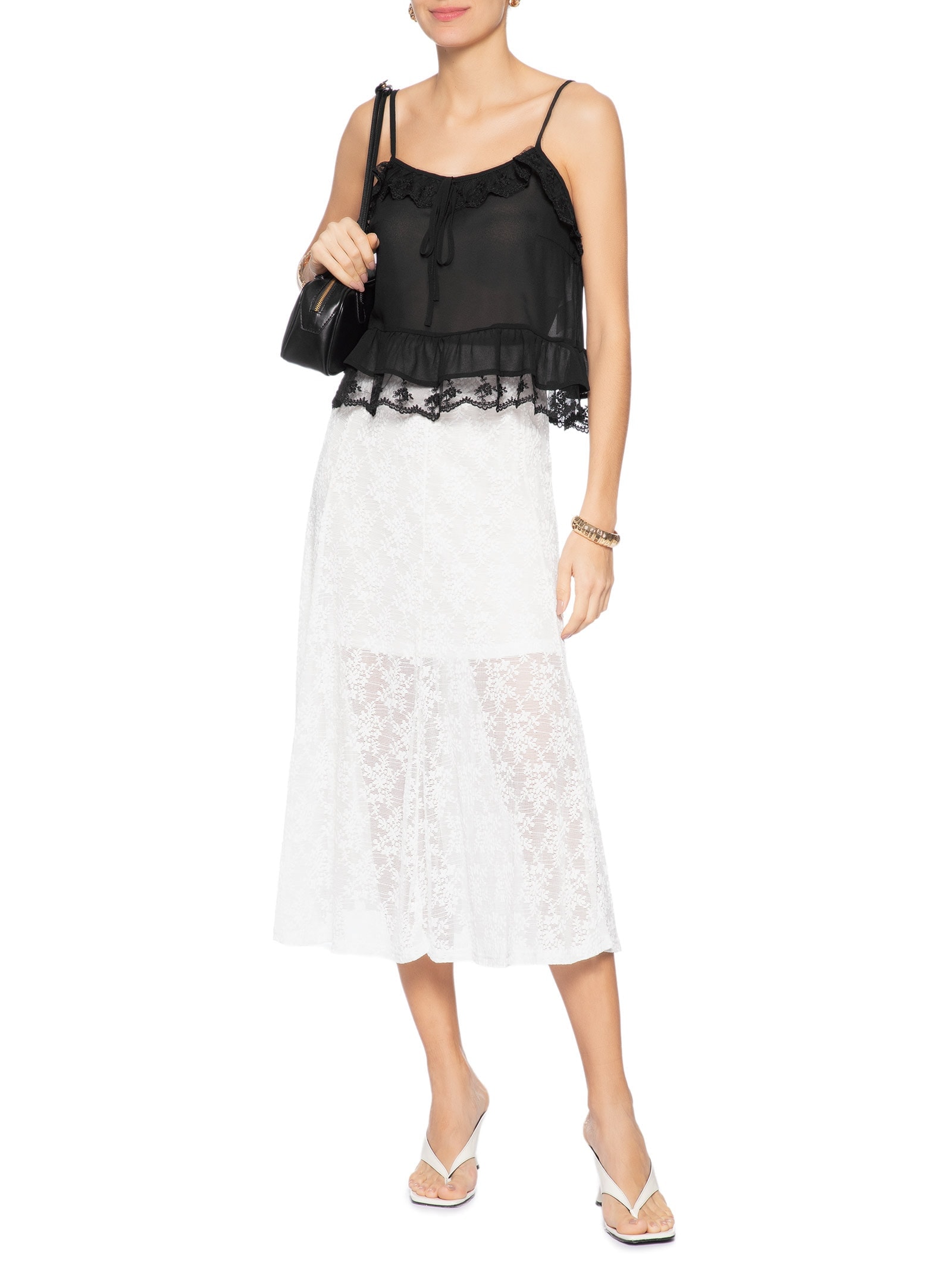 Blusa Feminina com Detalhes em Renda Preto Market 33