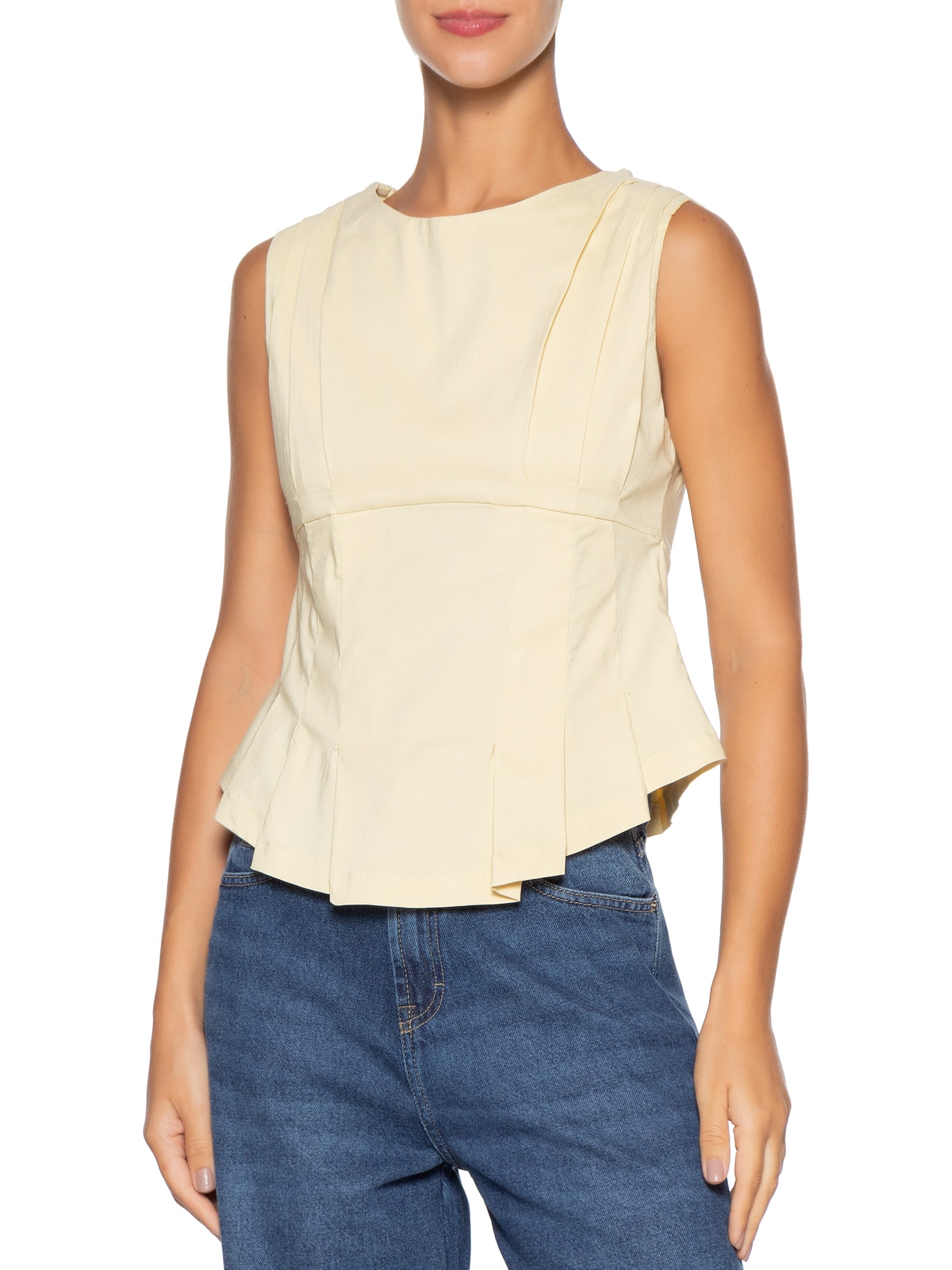 Blusa Feminina Com Drapeados Amarelo '2Essential