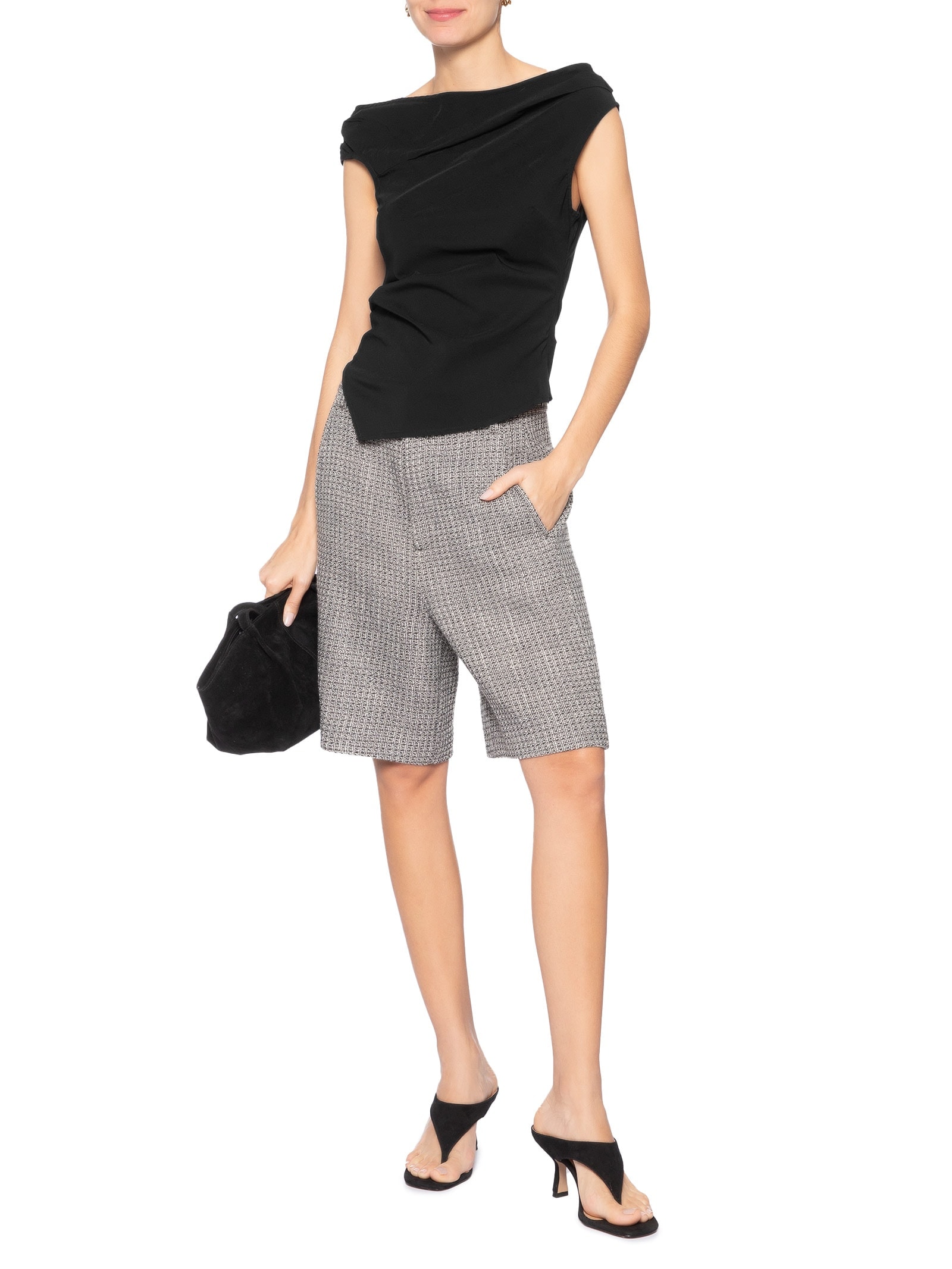 Blusa Feminina Com Drapeados Preto '2Essential