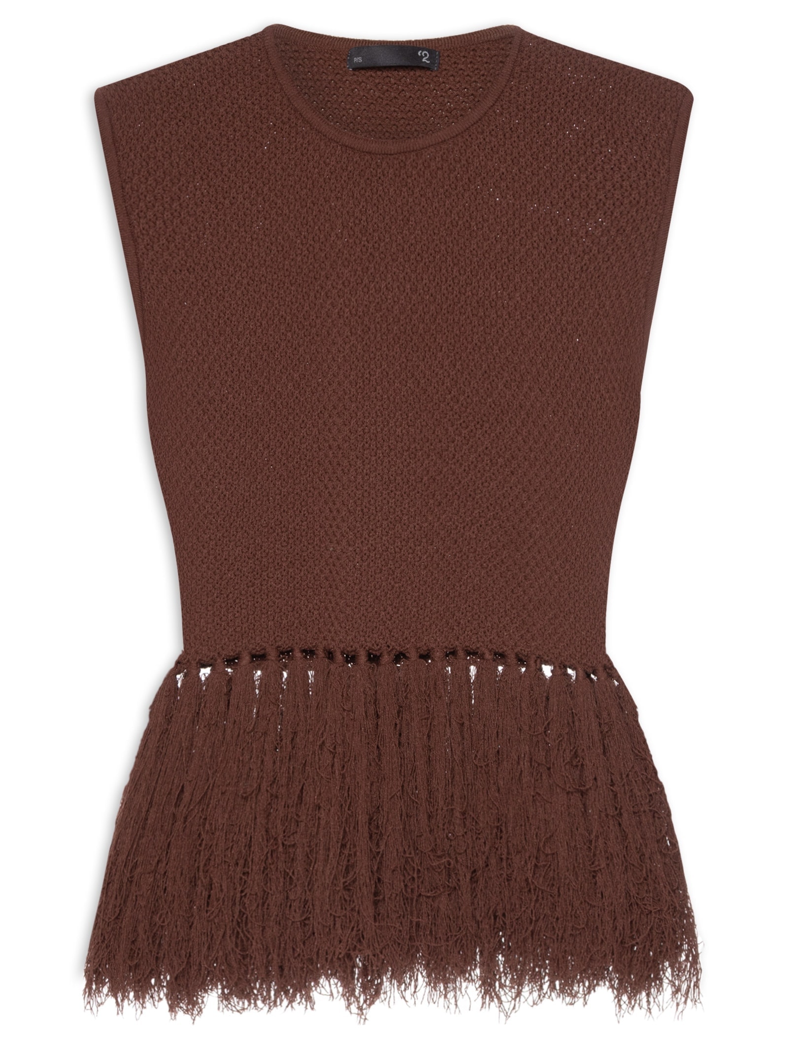Blusa Feminina Com Franjas Em Tricot Marrom '2Essential