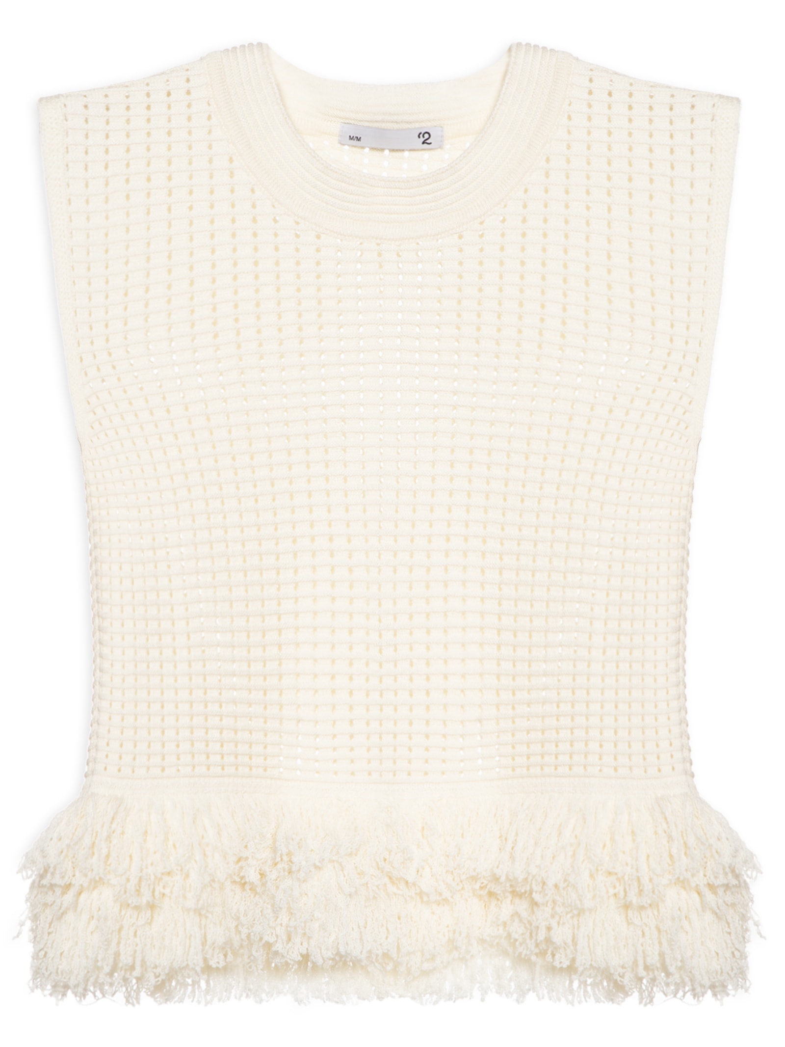 Blusa Feminina Com Franjas Em Tricot Off White '2Essential