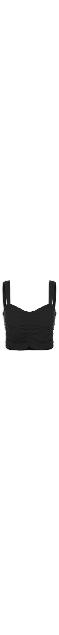 Blusa Feminina Com Franzidos E Alça Larga - Preto