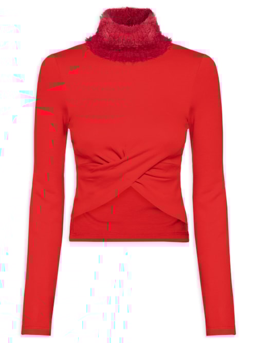 Blusa Feminina Com Gola Alta – Vermelho