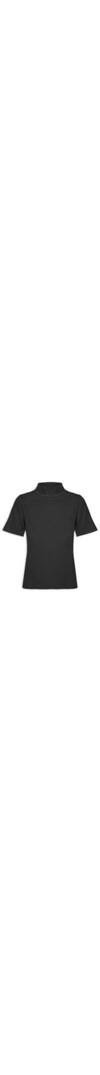 Blusa Feminina Com Manga Curta Tricot Fresh - Preto