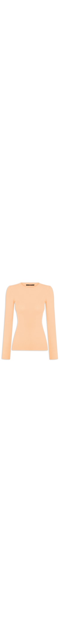 Blusa Feminina Com Manga Longa Canelada De Tricot - Laranja