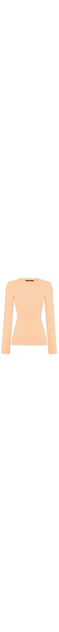 Blusa Feminina Com Manga Longa Canelada De Tricot - Laranja